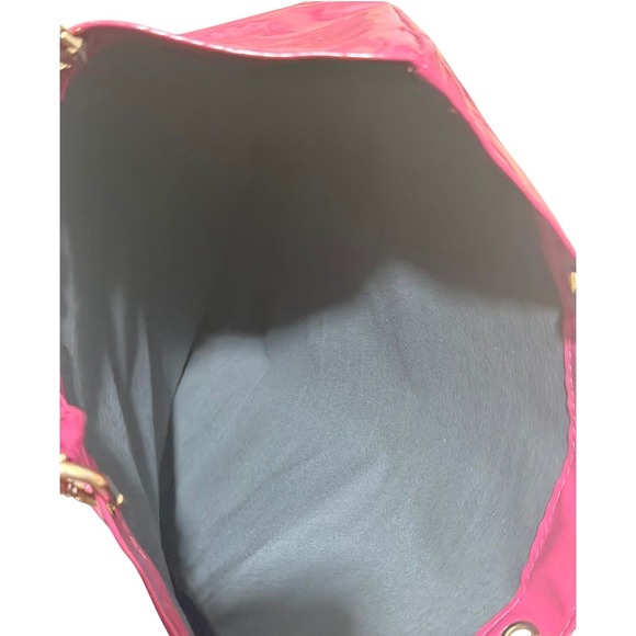 Jean Paul Gaultier Pink Patent Tote Bag Gold Logo Fuchsia Shoulder Bag